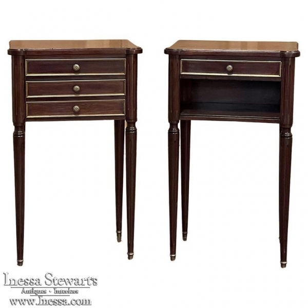 Pair French Directoire Mahogany Nightstands ~ End Tables