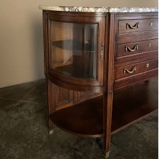 19th Century French Louis XVI Walnut Marble Top Display Buffet 