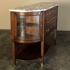 19th Century French Louis XVI Walnut Marble Top Display Buffet 
