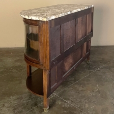 19th Century French Louis XVI Walnut Marble Top Display Buffet 