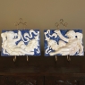 Pair Antique Italian Della Robbia Style Glazed Terracotta Plaques with Cherubs