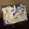 Pair Antique Italian Della Robbia Style Glazed Terracotta Plaques with Cherubs