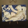 Pair Antique Italian Della Robbia Style Glazed Terracotta Plaques with Cherubs
