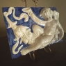 Pair Antique Italian Della Robbia Style Glazed Terracotta Plaques with Cherubs
