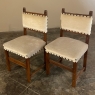 Set of Six Rustic Antique Dining Chairs with Mohair