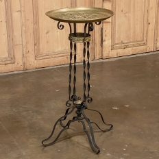 End Table - Plant Stand, 19th Century French Embossed Brass & Wrought Iron