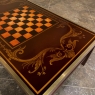 Mid-Century Mahogany & Brass Coffee Table with Chess Board