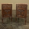 Pair Antique French Regence Marble Top Nightstands
