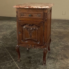Pair Antique French Regence Marble Top Nightstands