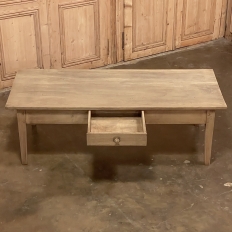 19th Century Country French Rustic Coffee Table in Stripped Oak