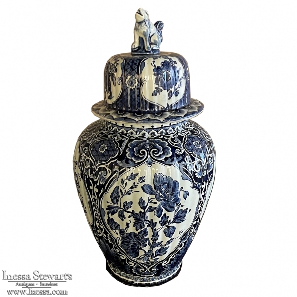 Antique Delft Lidded Urn by Petrus Regout of Maastricht