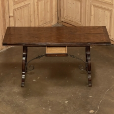 Spanish Style Flip-Top Sofa Table with Wrought Iron