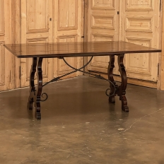 Spanish Style Flip-Top Sofa Table with Wrought Iron