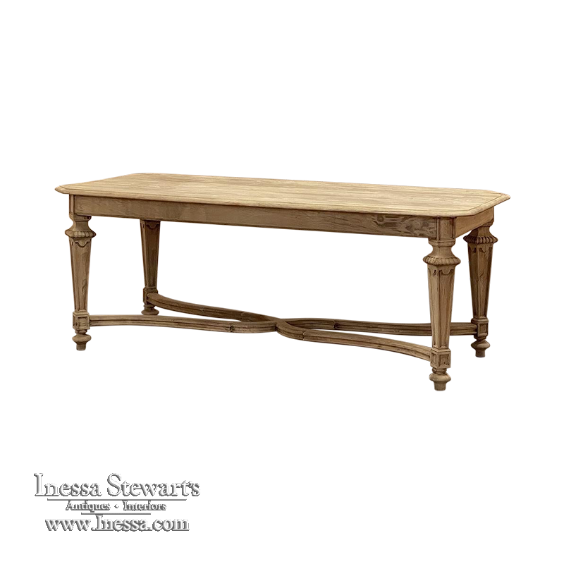 Antique French Louis XIV Dining Table in Stripped Oak