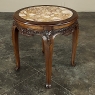 Antique French Art Nouveau Marble Top Walnut Round End Table