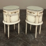 Pair Antique Italian Neoclassical Painted Oval Nightstands ~ End Tables
