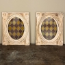 Pair 19th Century Framed Oval Stained Glass Windows