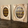 Pair 19th Century Framed Oval Stained Glass Windows