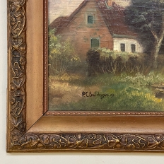 Antique Framed Oil Painting on Board by P. C. Balthazar, dated 1931