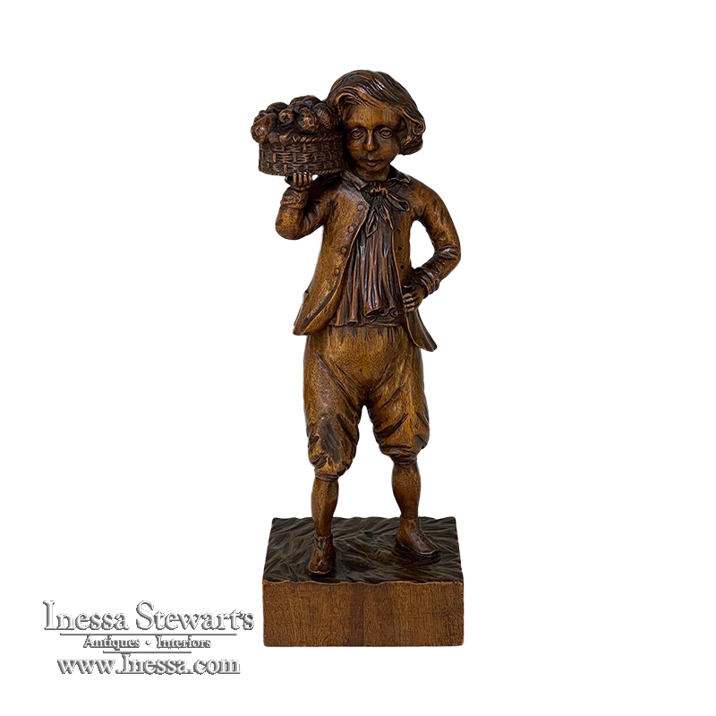 18th Century French Hand-Carved Walnut Statue