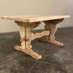 Antique Rustic Dutch Trestle Table in Stripped Oak