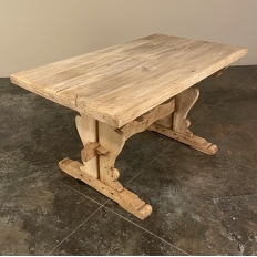 Antique Rustic Dutch Trestle Table in Stripped Oak