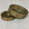 Pair Mid-Century Woven Brass Round Serving Coasters