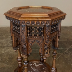Mid-19th Century Napoleon III Period Octagonal Marble Top Table ~ Pedestal