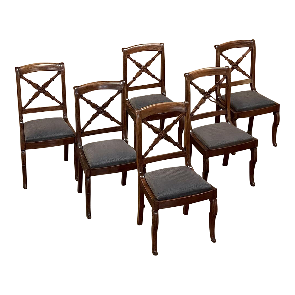 椅子 MARUNIMediterraneanCharles / Setof2 Set of Six 19th Century French Charles X Walnut Dining Chairs