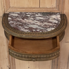 Pair Antique Italian Giltwood Marble Top Wall-Mount Nightstands ~ Consoles