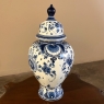 Antique Delft Hand-Painted Blue & White Lidded Urn