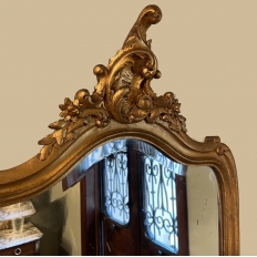 Console - Mirror, 19th Century Italian Rococo Giltwood with Marble Topand Mirror