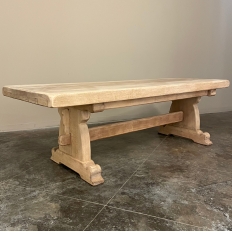 Rustic Country French Trestle Table in Stripped Oak