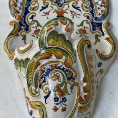 Antique French Hand-Painted Earthenware Wall Jardiniere from Rouen