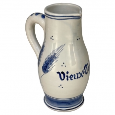 Antique Dutch Hand-Painted Blue & White Pitcher
