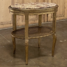 19th Century Italian Louis XVI Oval Marble Top End Table