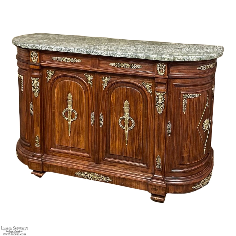 19th Century French Empire Mahogany Marble Top Buffet