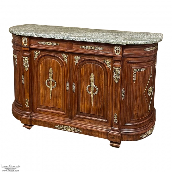 19th Century French Empire Mahogany Marble Top Buffet