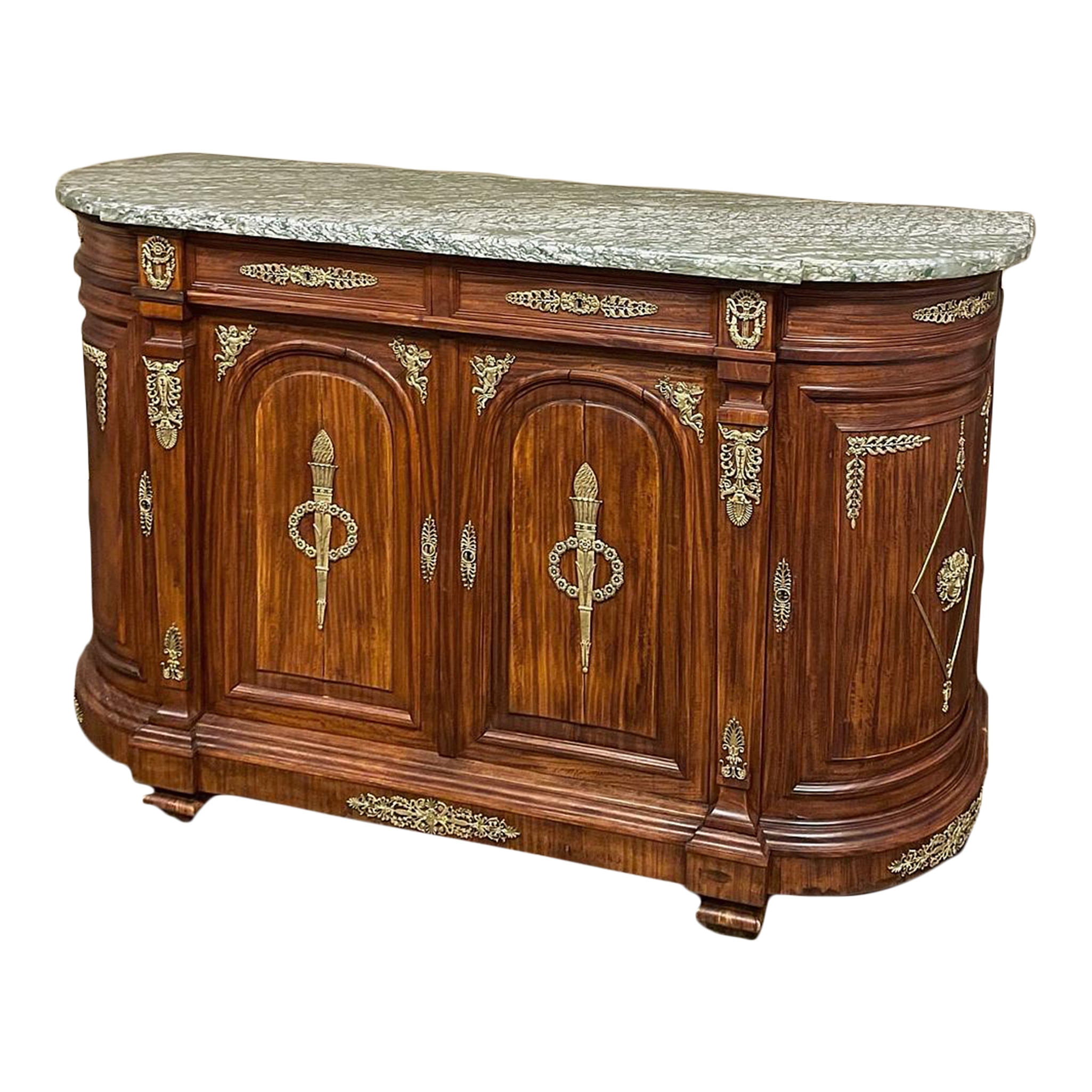 19th Century French Empire Mahogany Marble Top Buffet