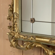 Antique Italian Hand-Carved Giltwood Baroque Mirror