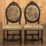Set of Six 19th Century French Louis XVI Carved Dining Chairs with Original Needlepoint
