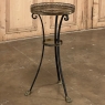 Mid-Century Neoclassical Wrought Iron, Brass & Marble Lamp Table