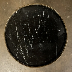 Mid-Century Neoclassical Wrought Iron, Brass & Marble Lamp Table