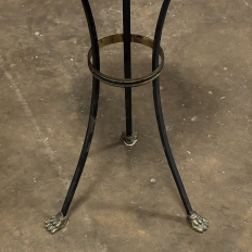 Mid-Century Neoclassical Wrought Iron, Brass & Marble Lamp Table