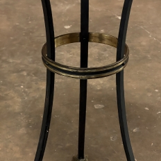 Mid-Century Neoclassical Wrought Iron, Brass & Marble Lamp Table