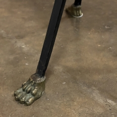 Mid-Century Neoclassical Wrought Iron, Brass & Marble Lamp Table