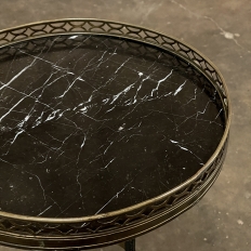 Mid-Century Neoclassical Wrought Iron, Brass & Marble Lamp Table