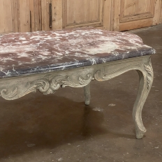 Antique French Louis XV Marble Top Painted Coffee Table