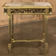 19th Century French Louis XVI Giltwood Marble Top Table