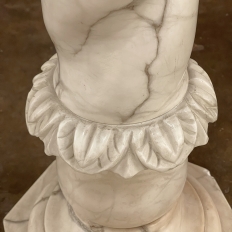 19th Century Italian Hand-Carved Carrara Marble Pedestal
